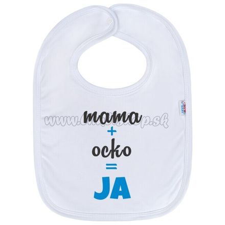 Detský podbradník New Baby máma+táta=JÁ modrý modrá 